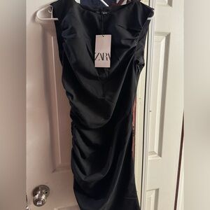 Zara Draped Side Mini Black Dress
